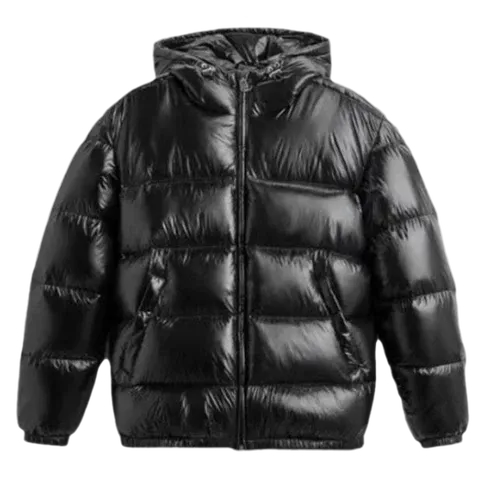  Zara Shiny Puffer Jacket Black